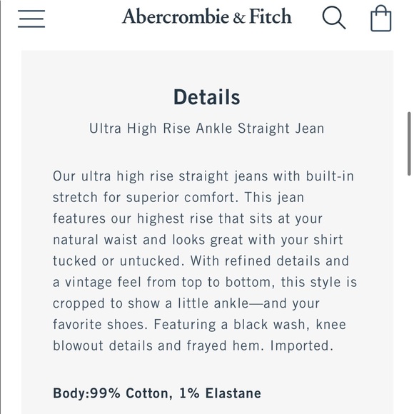 Abercrombie & Fitch Black Ultra High Rise Ankle Straight Jean - Picture 5 of 5